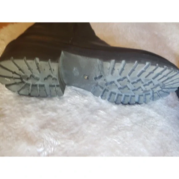 Sz 7.5M Steve Madden Gibson Leather Ankle Boots Bead Studded Chunky Boot  Black - Picture 7 of 8